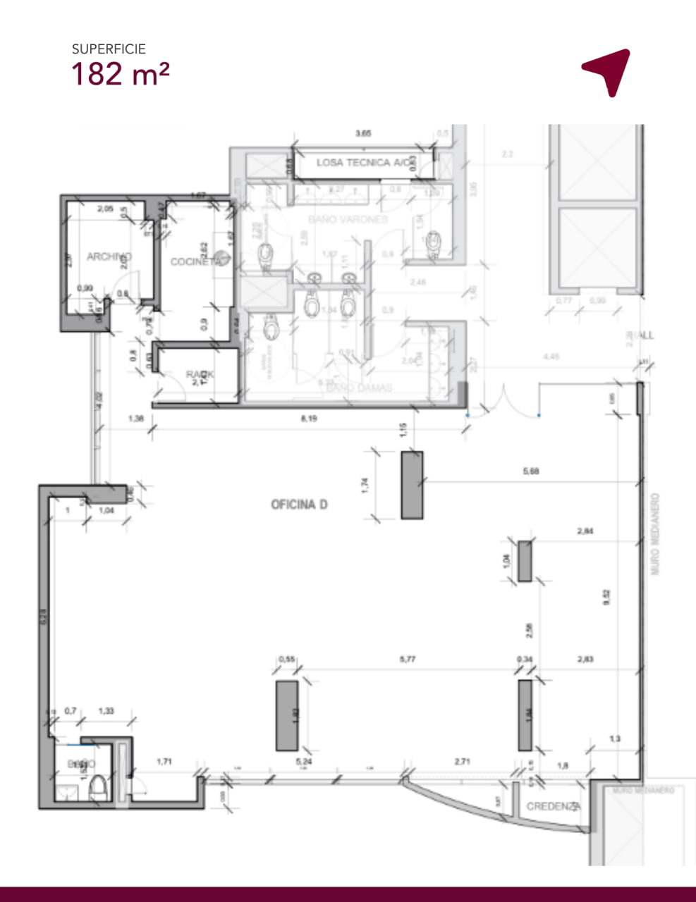 Plano de la oficina 5D en Torre Duo