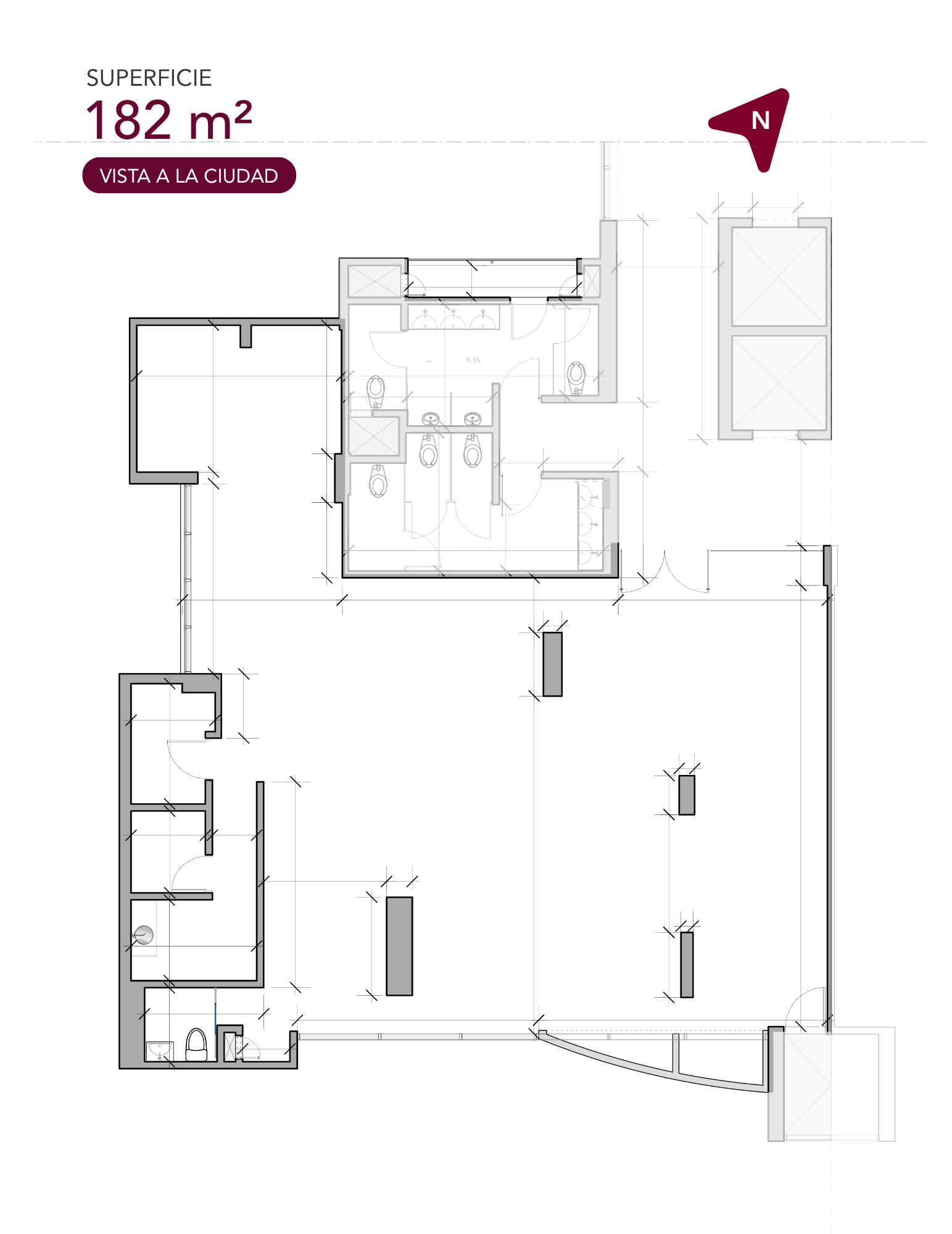 Plano arquitectónico de la Oficina 17D en Torre Duo